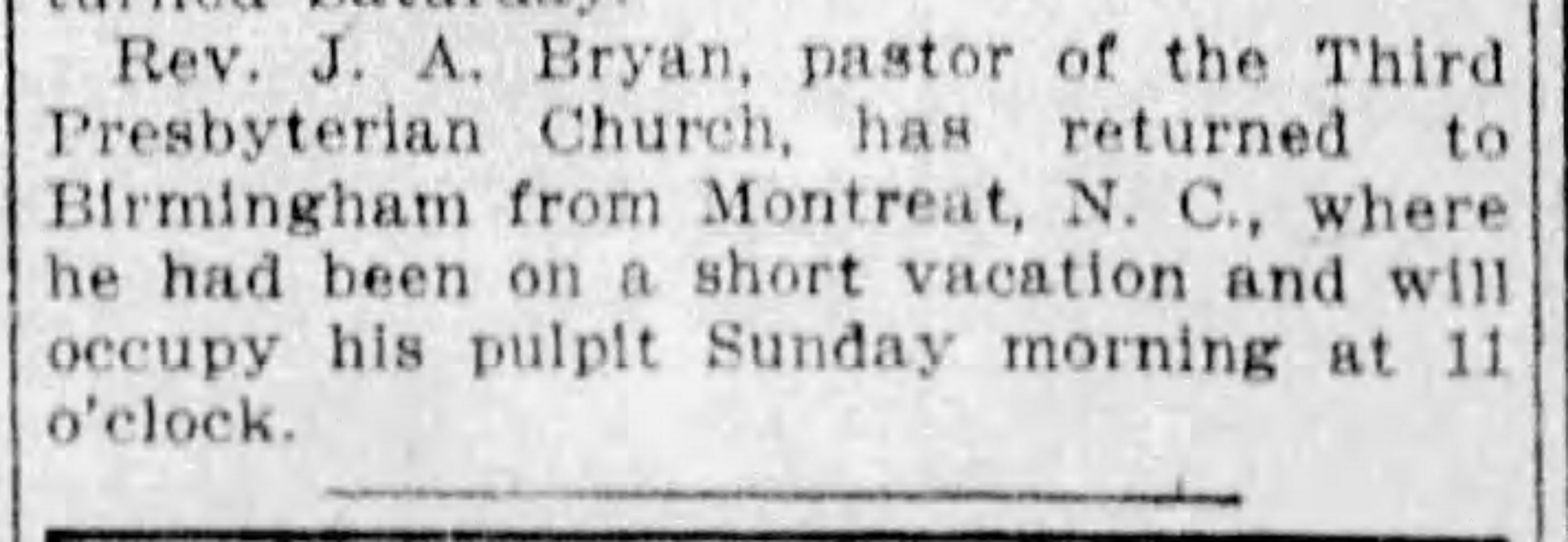 Returns from Montreat, NC